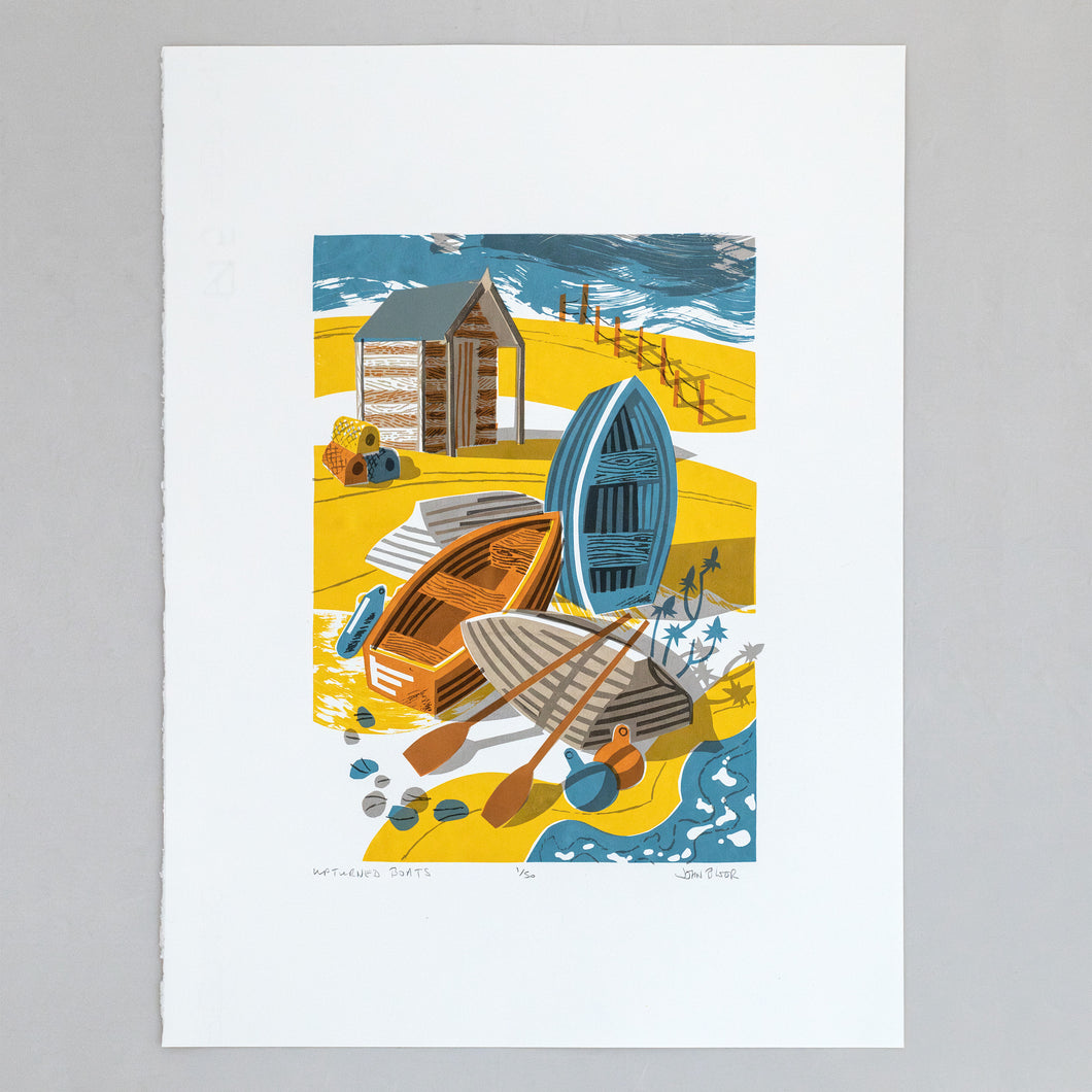 Upturned Boats hand made six colour screenprint