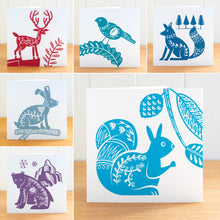 Load image into Gallery viewer, All six Scandi Forest animal cards
